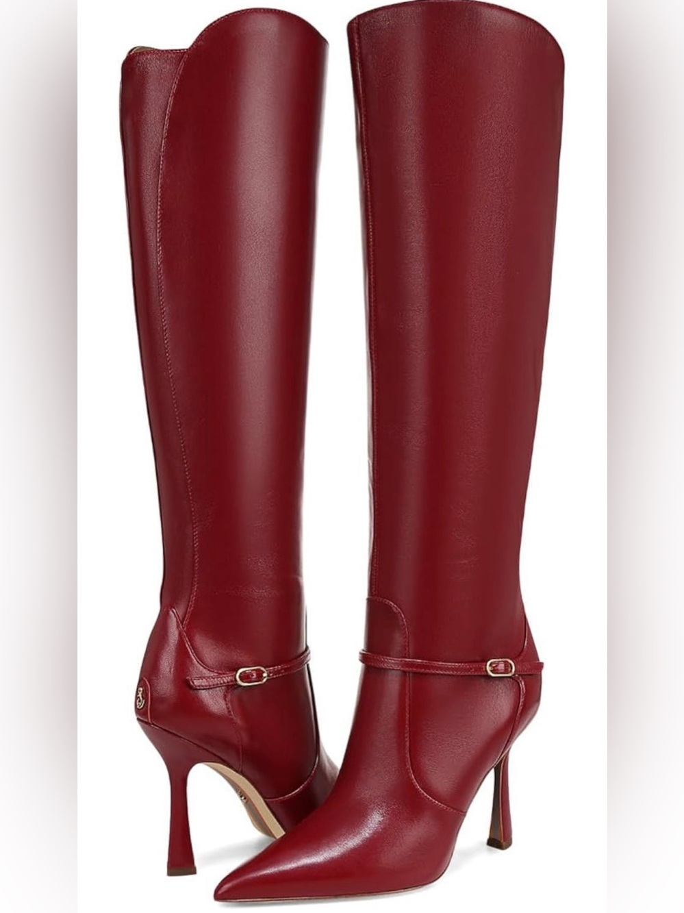 Sam Edelman Elia Tall Pointed-Toe Red Heel Boots 7.5 Wide Calf